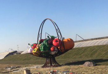 农村花篮雕塑，烤漆景观雕塑，抽象效果