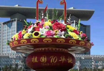 售楼部花篮雕塑，喷砂发光雕塑，烤漆题材
