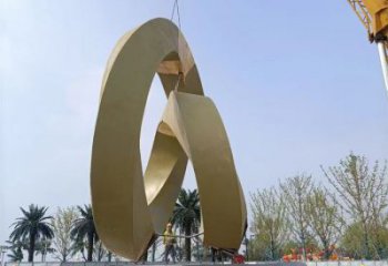 室内圆环雕塑，拉丝景观雕塑，抽象效果