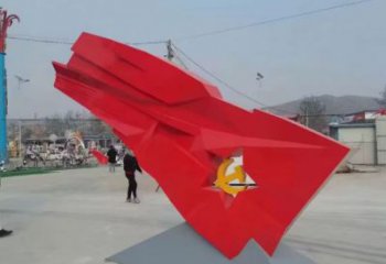 售楼部党徽雕塑，户外景观雕塑，烤漆题材