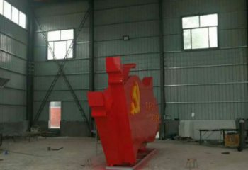 步行街党徽雕塑，锻造党建雕塑，革命方式