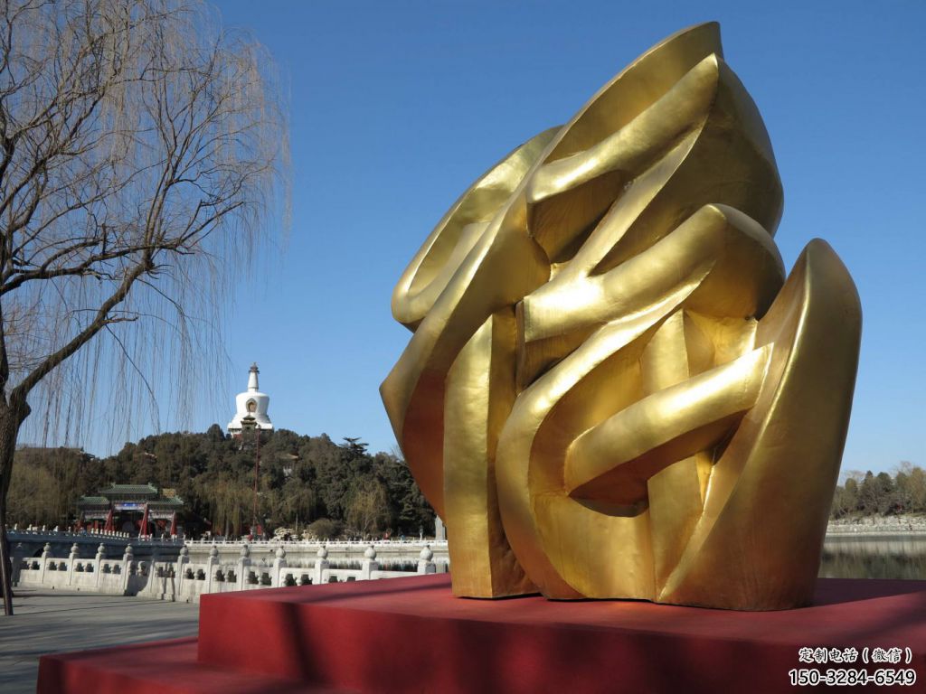 景观馆福字雕塑，镀铜景观雕塑，镀铜工艺