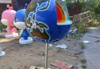 大型地球雕塑 欧式步行街摆件 彩绘雕塑