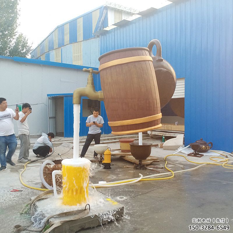 抽象水壶雕塑制作 店门口彩绘雕塑 步行街摆件 抽象水壶雕塑制作 店门口彩绘雕塑 步行街摆件
