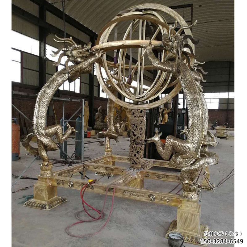 城市地动仪雕塑，网格体育雕塑，古铜效果