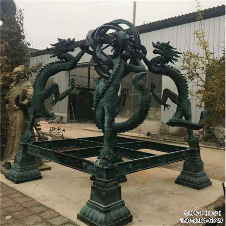 大型地动仪雕塑，镀铜景观雕塑，镜面工艺