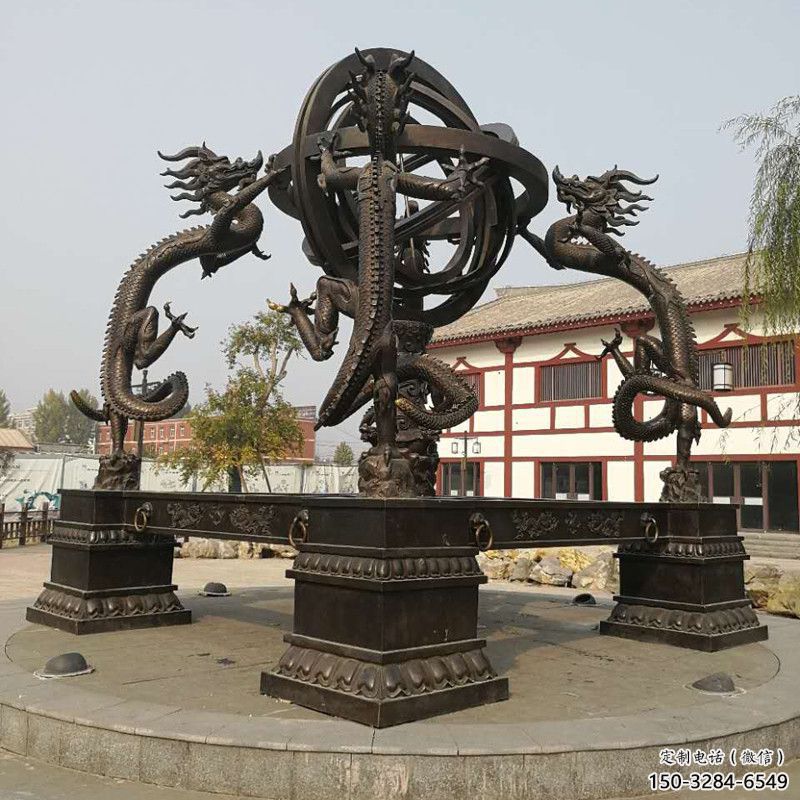 庭院地动仪雕塑，镀金欧式雕塑，铸造形式