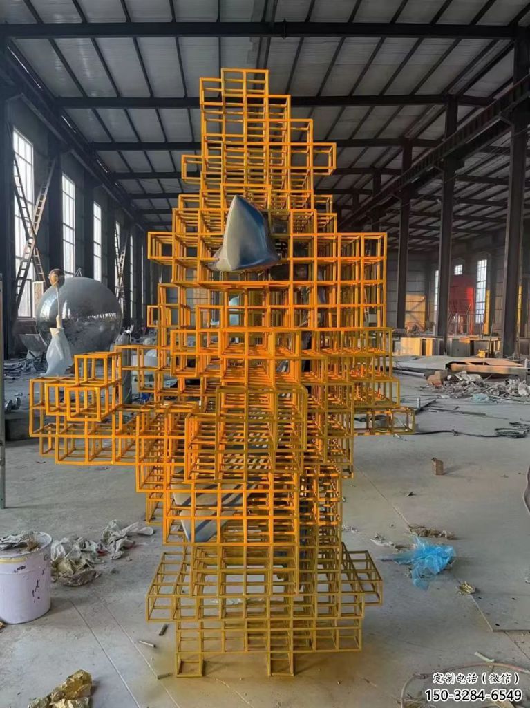 异形魔方雕塑 现代校园小品 校园雕塑