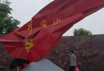 大型国旗雕塑厂家，户外景观雕塑，烤漆工艺