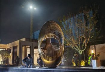 几何鸡蛋雕塑 发光公园小品 大门口雕塑