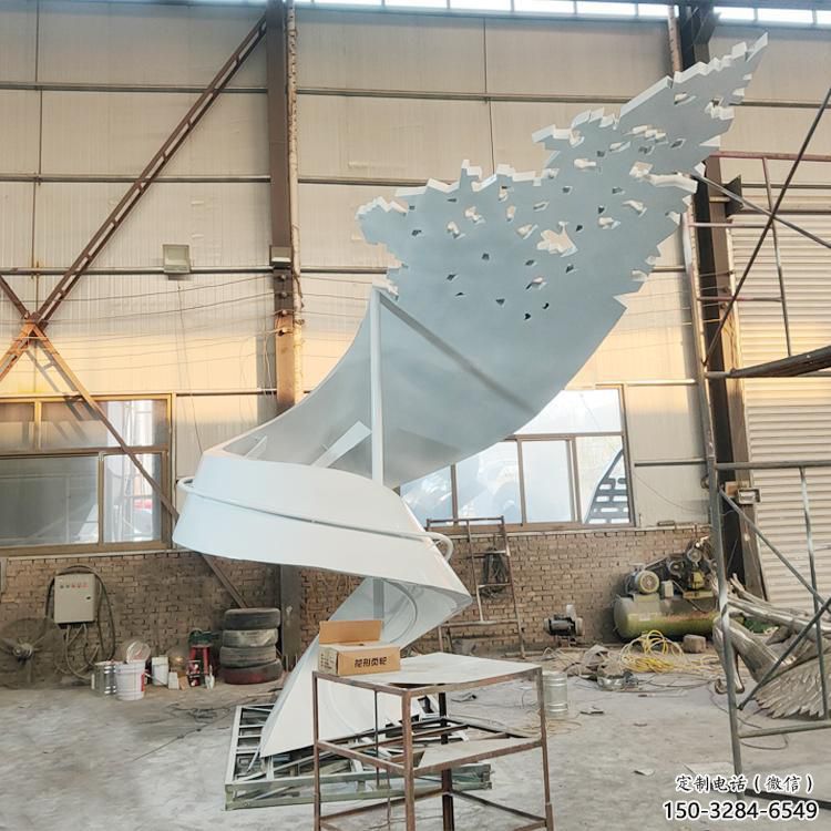 村口飘带雕塑 哑光景观摆件 公园雕塑