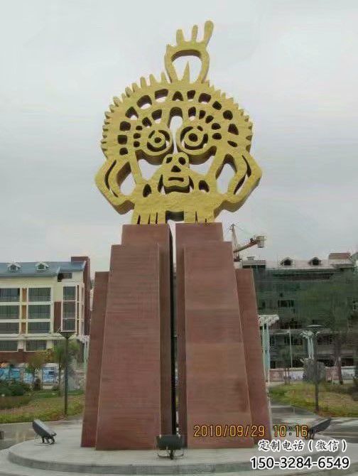 电镀脸谱雕塑 喷水园林摆件 政府雕塑 电镀脸谱雕塑 喷水园林摆件 政府雕塑