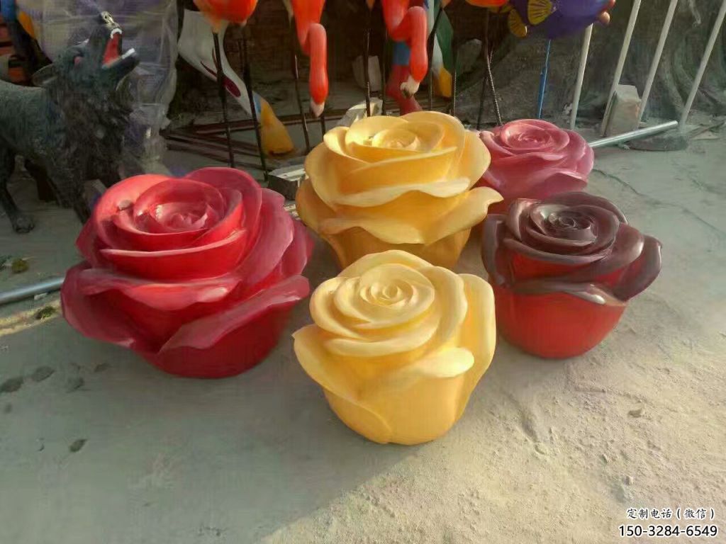 景观玫瑰雕塑 仿真景观花朵雕塑 景观雕塑