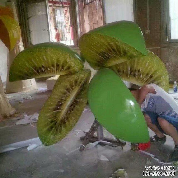 广场猕猴桃雕塑 抽象景观水果雕塑 烤漆雕塑