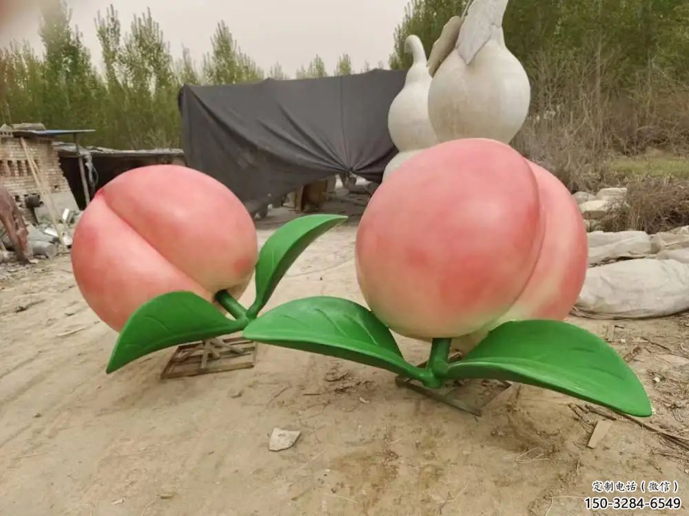 步行街桃子雕塑 游乐场果蔬雕塑 铸造水果雕塑