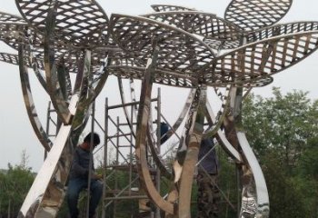 宾馆松树雕塑 烤漆大型大树雕塑 欧式植物雕塑