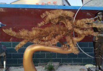 户外松树雕塑 喷漆大树雕塑 灯光植物雕塑