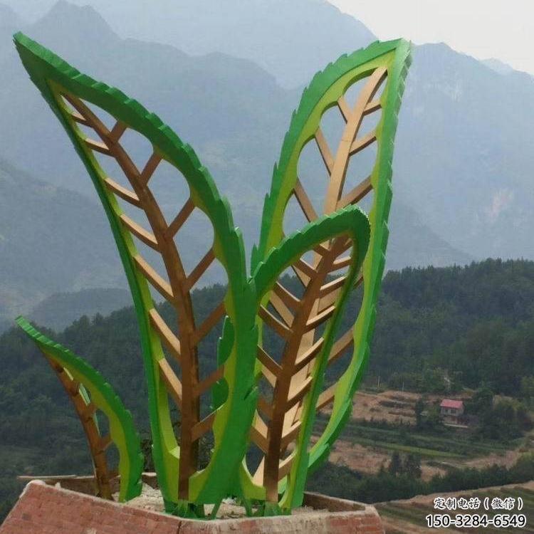 公园树叶雕塑 户外花卉雕塑 抽象植物雕塑