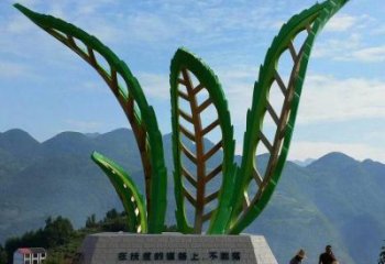 大门口树叶雕塑 发光公园花卉雕塑 仿真植物雕塑