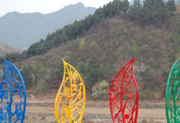 庭院树叶雕塑 公园草地花卉雕塑 锻造植物雕塑