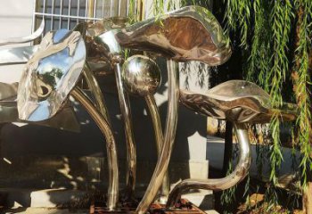 草地荷叶雕塑 现代校园植物雕塑 大型花卉雕塑
