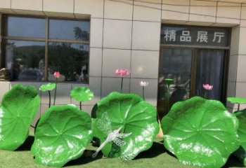 大型荷叶雕塑 欧式步行街花卉雕塑 彩绘植物雕塑