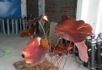 荷叶雕塑 景观美陈植物雕塑 喷漆花卉雕塑