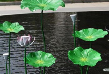 商业街荷叶雕塑 烤漆植物雕塑 彩绘花卉雕塑