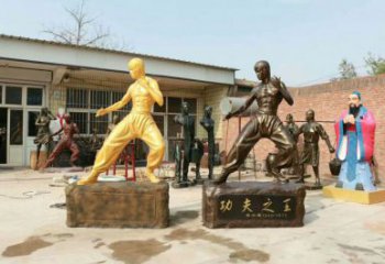 田间李小龙雕塑厂 彩绘近代雕塑 园林摆件
