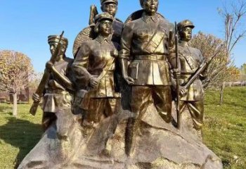 大门口红军雕塑 发光公园革命雕塑 仿真抗战雕塑