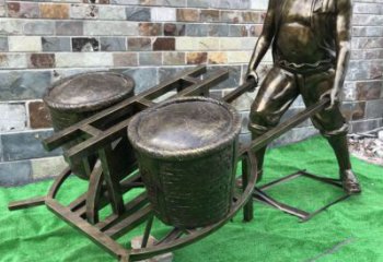 仿古独轮车雕塑 庭院彩绘雕塑 田间小品