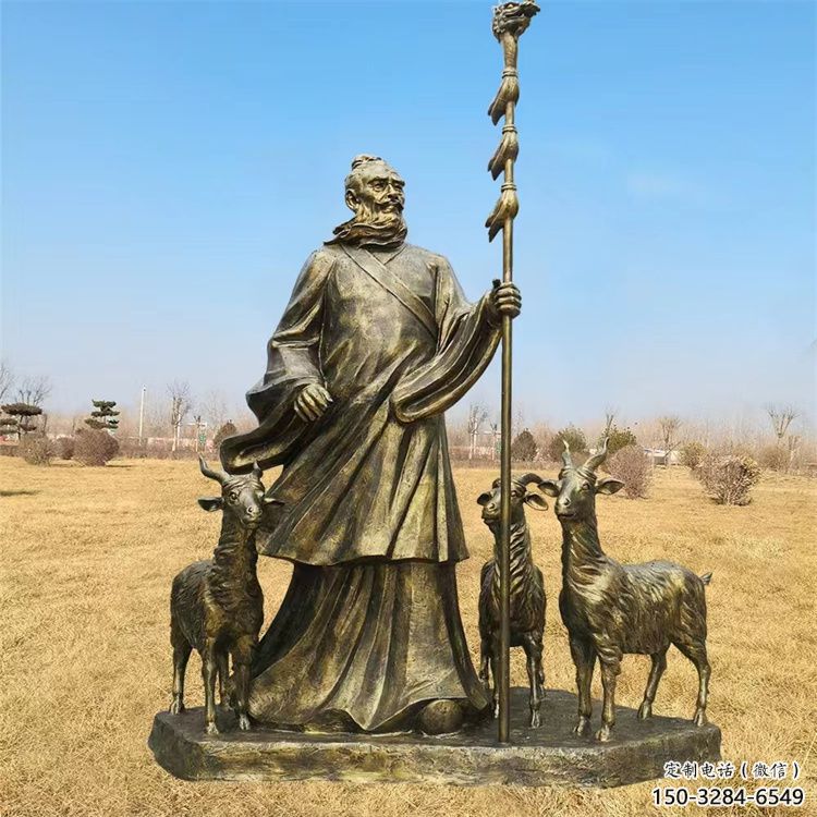 仿古船夫雕塑 庭院彩绘雕塑 田间小品