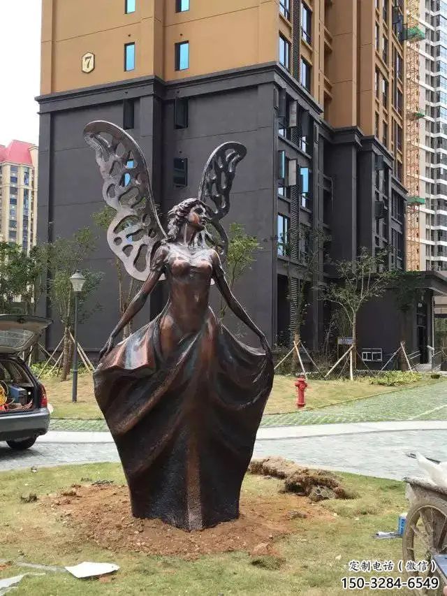 街道天使雕塑 现代景观摆件 彩绘卡通雕塑