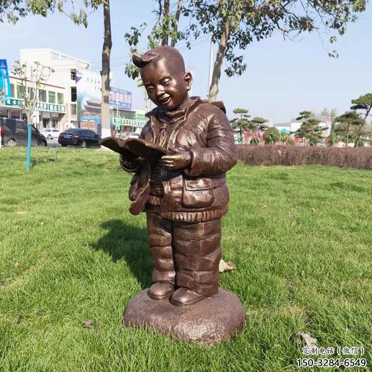 别墅区小孩子雕塑 大型别墅区玩耍雕塑 黄铜童趣雕塑