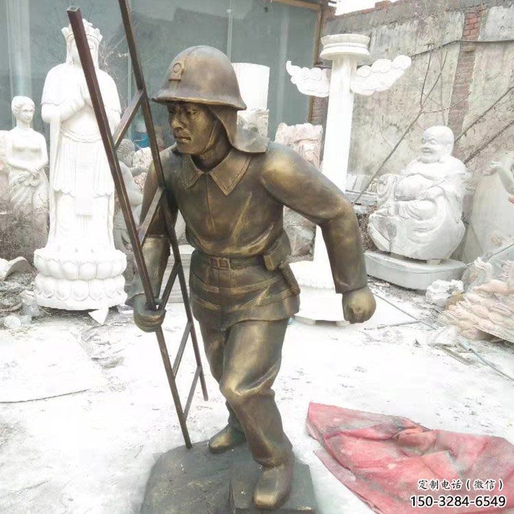 广场消防员雕塑 公园卡通雕塑 抽象摆件