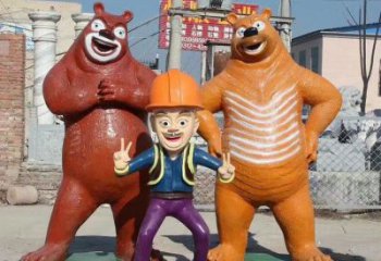 田间熊大雕塑 彩绘动漫雕塑 园林摆件