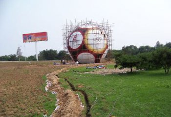 商业街足球雕塑 烤漆球体雕塑 彩绘球类雕塑