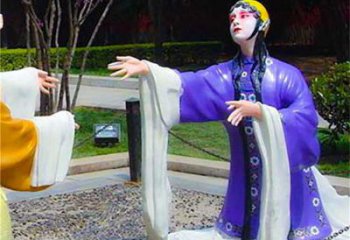 彩绘京剧雕塑 现代民俗雕塑 公园唱戏雕塑