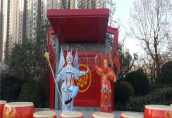 京剧雕塑 仿真唱戏雕塑 烤漆民俗雕塑