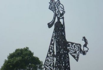 仿古皮影雕塑 彩绘雕塑 现代传统雕塑