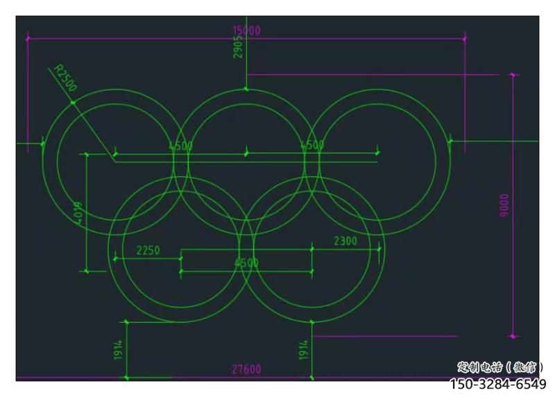 景观五环雕塑厂家，运动摆件，体育标识小品