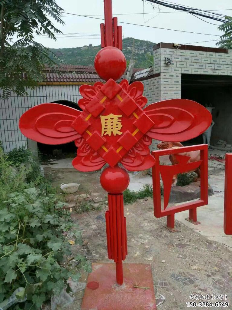 城市中国结雕塑厂家，烤漆工艺制作，民俗文化标识