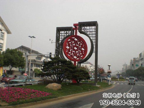 景区中国结雕塑厂家，烤漆工艺制作，民俗文化标识