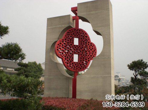 园林中国结雕塑厂家，烤漆工艺制作，民俗文化标识