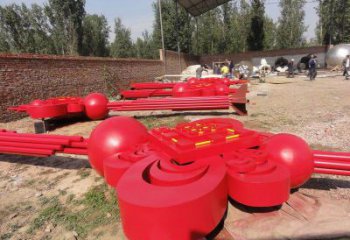 公园中国结雕塑厂家，烤漆工艺制作，民俗文化标识