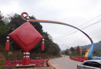 街道中国结雕塑 现代景观雕塑 彩绘文化雕塑