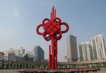 庭院中国结雕塑厂家，烤漆工艺制作，民俗文化标识