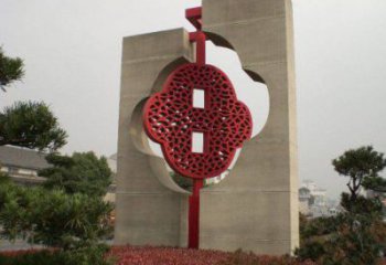 园林中国结雕塑厂家，烤漆工艺制作，民俗文化标识