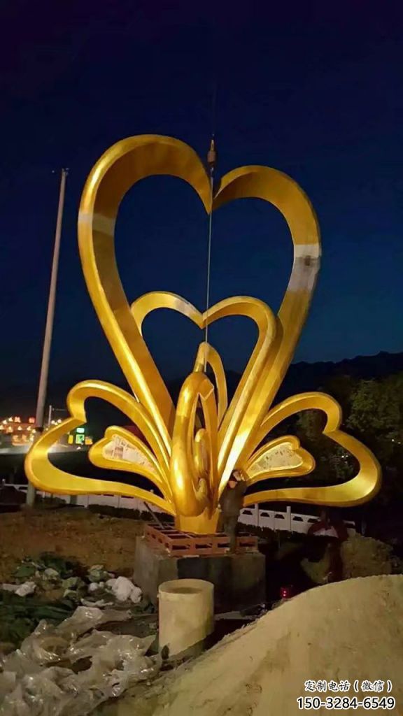 别墅区双心雕塑 大型别墅区雕塑 剪影心心相印雕塑 别墅区双心雕塑 大型别墅区雕塑 剪影心心相印雕塑