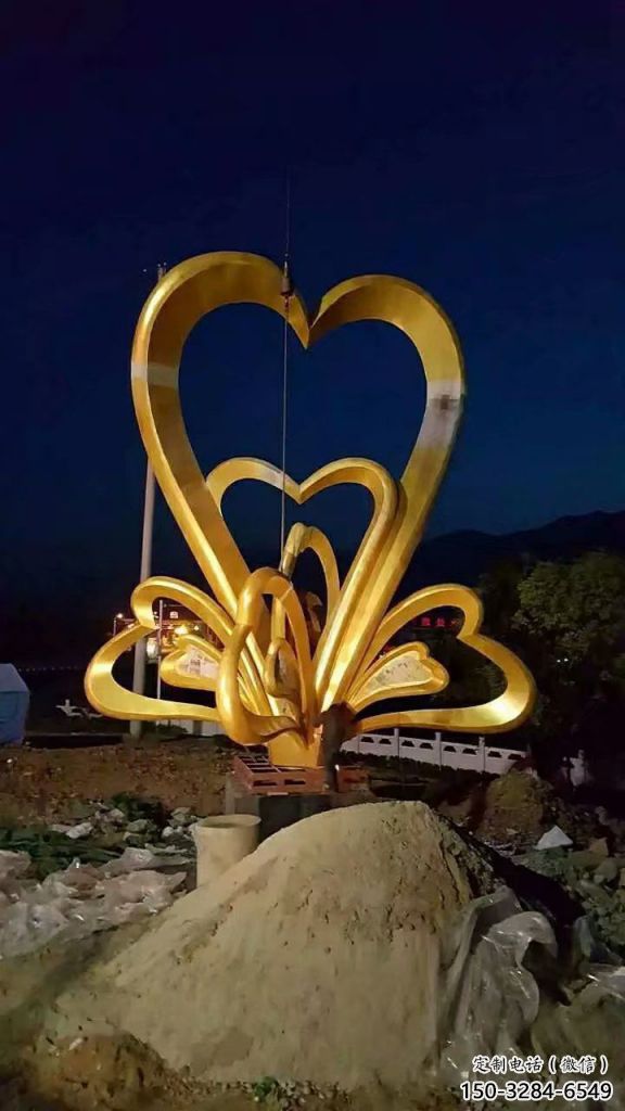 广场双心雕塑 仿真桃心雕塑 烤漆心心相印雕塑 广场双心雕塑 仿真桃心雕塑 烤漆心心相印雕塑